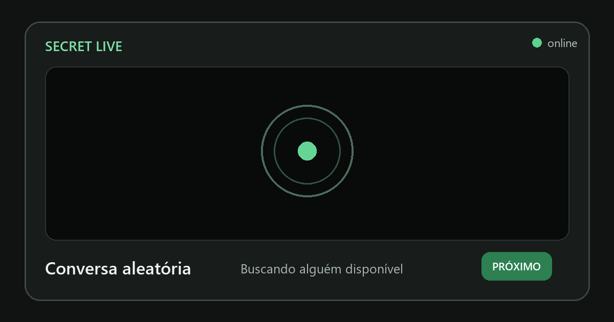 Interface do modo Aleatório do Secret Live, sem pessoas reais